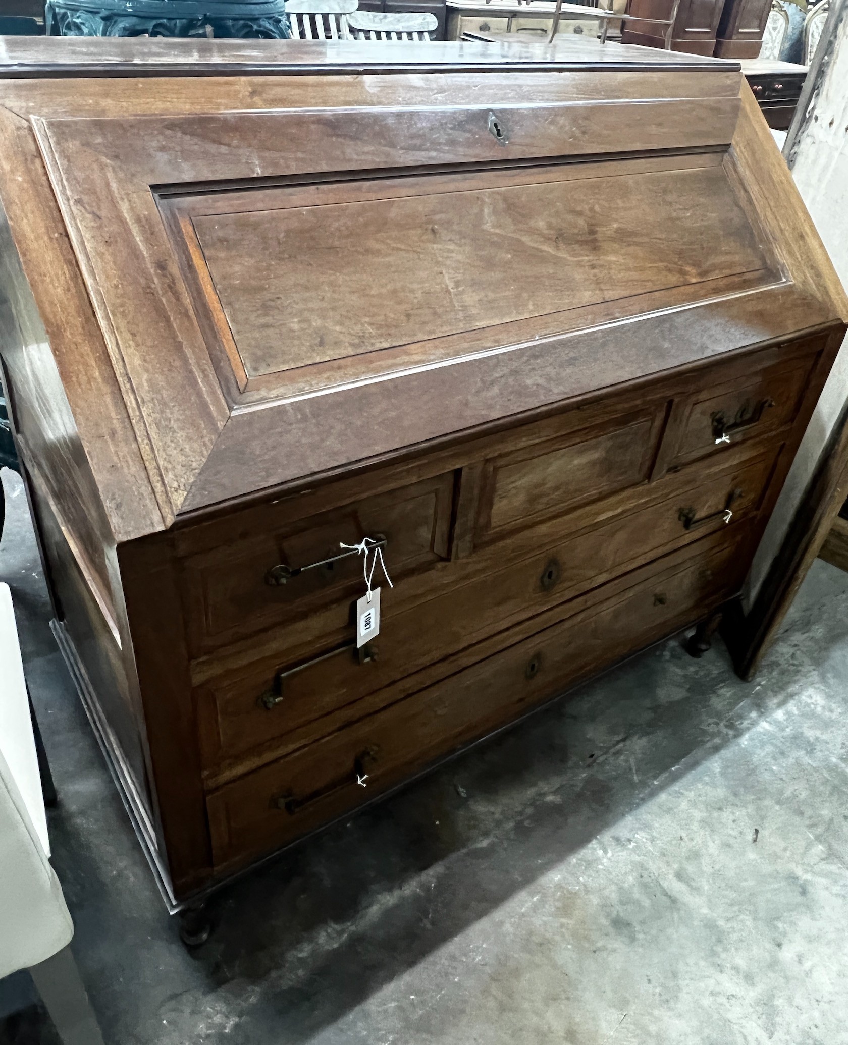 An early 20th century Continental mahogany bureau, width 114cm depth 58cm height 107cm